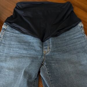 Maternity Denim Jeans with Navy Stretch Waistband